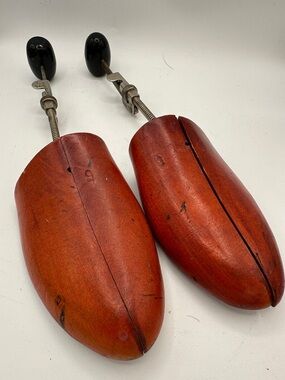 Vintage red hardwood shoe tree pair to maintain shoe shape